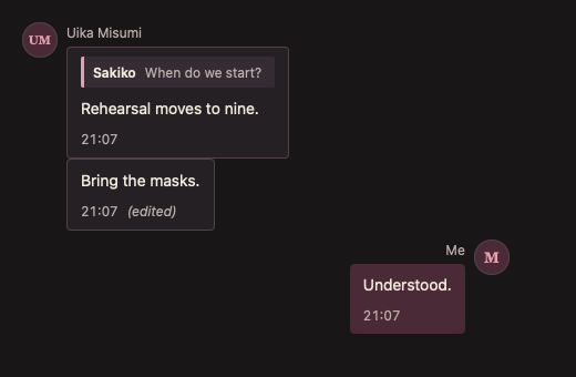 ChatMessage 深色主题渲染快照