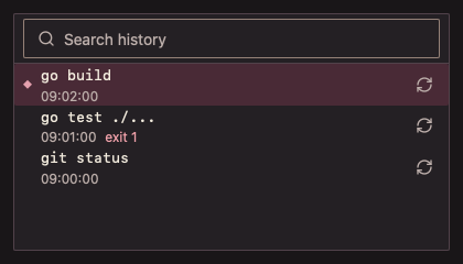 CommandHistory 深色主题渲染快照