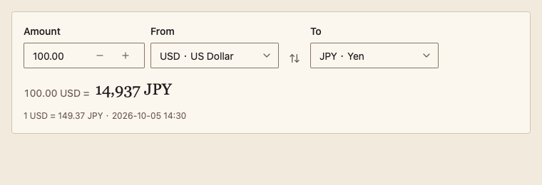 CurrencyConverter 浅色主题渲染快照