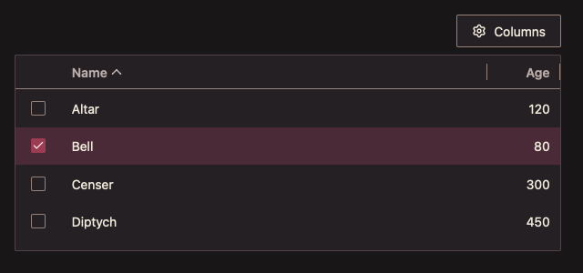 DataTable 深色主题渲染快照