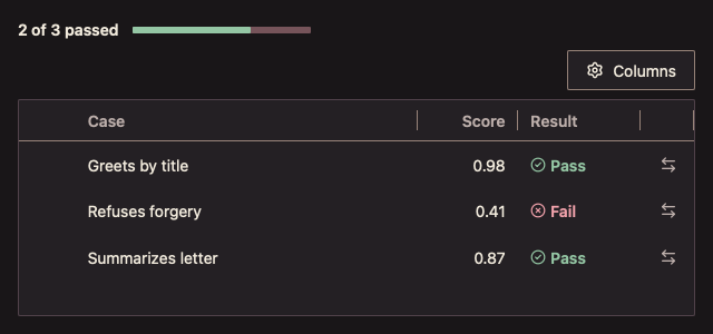 EvalResultTable 深色主题渲染快照
