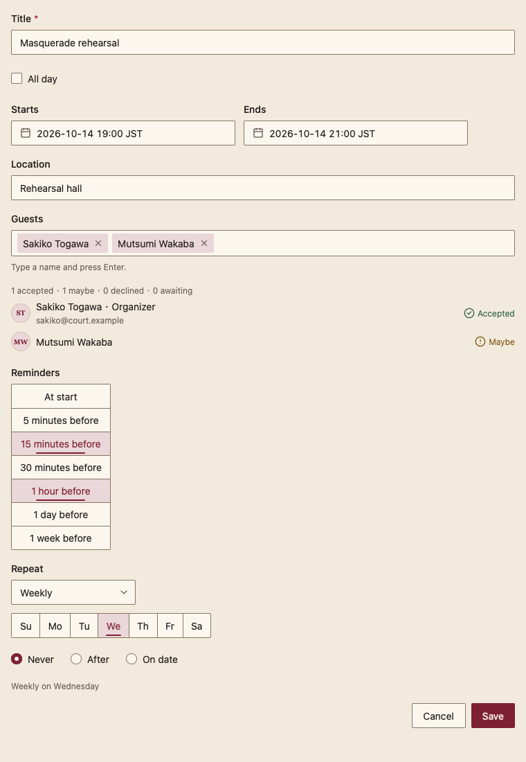 EventEditor 浅色主题渲染快照