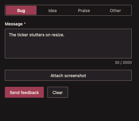 FeedbackWidget 深色主题渲染快照