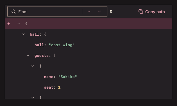 JsonViewer 深色主题渲染快照