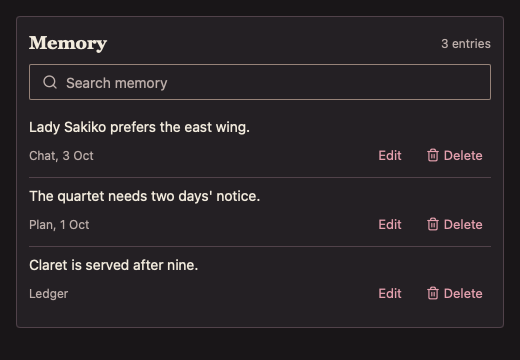 MemoryPanel 深色主题渲染快照