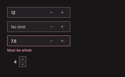 NumberInput 深色主题渲染快照