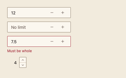 NumberInput 浅色主题渲染快照