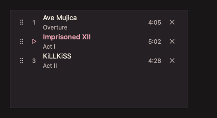 Playlist 深色主题渲染快照