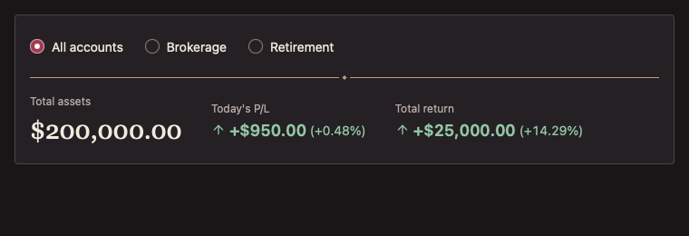 PortfolioSummary 深色主题渲染快照