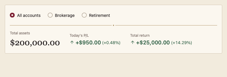 PortfolioSummary 浅色主题渲染快照