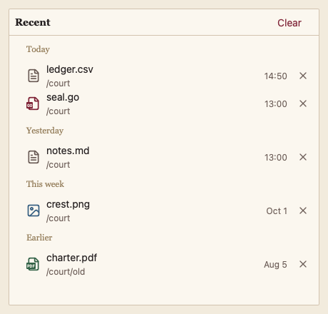 RecentFiles 浅色主题渲染快照