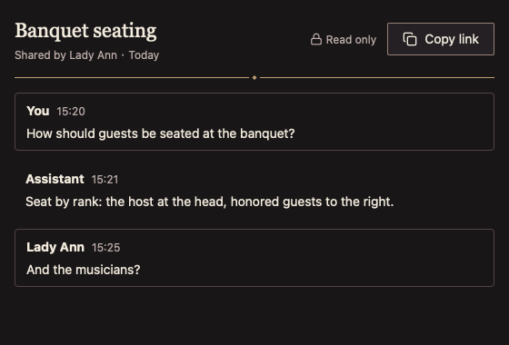 SharedConversationView 深色主题渲染快照