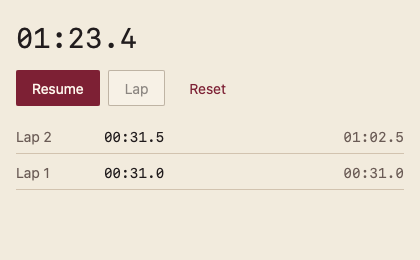 Stopwatch 浅色主题渲染快照