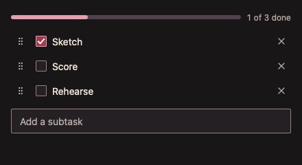 SubtaskList 深色主题渲染快照