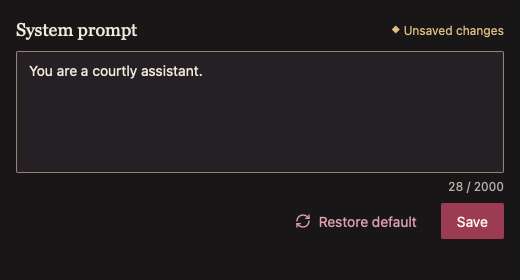 SystemPromptEditor 深色主题渲染快照