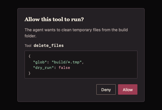 ToolApprovalDialog 深色主题渲染快照
