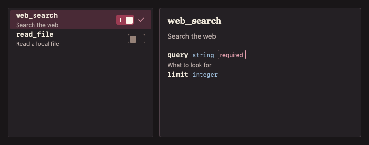 ToolRegistryPanel 深色主题渲染快照